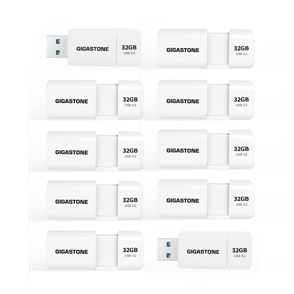 GIGASTONE 64GB Flash Drive (10 Pack) Z60 USB 3.2 Gen 1, 100MB/s Ultra Fast, Retractable Capless Slider Design, Data Storage, Backup for PC/Mac/TV/Car Audio, USB 2.0/3.0/3.1 Compatible