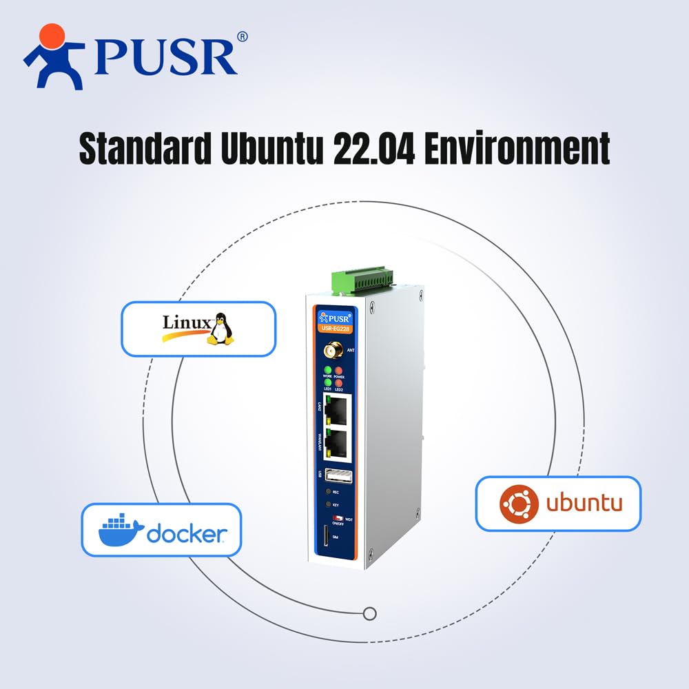 WiFi ARM-Based Linux Industrial Computer Ubuntu 22.04 Edge Computing Diverse I/O 2* RS485 2*CAN FD Industrial PC ARM Based IPC USR-EG228-EW