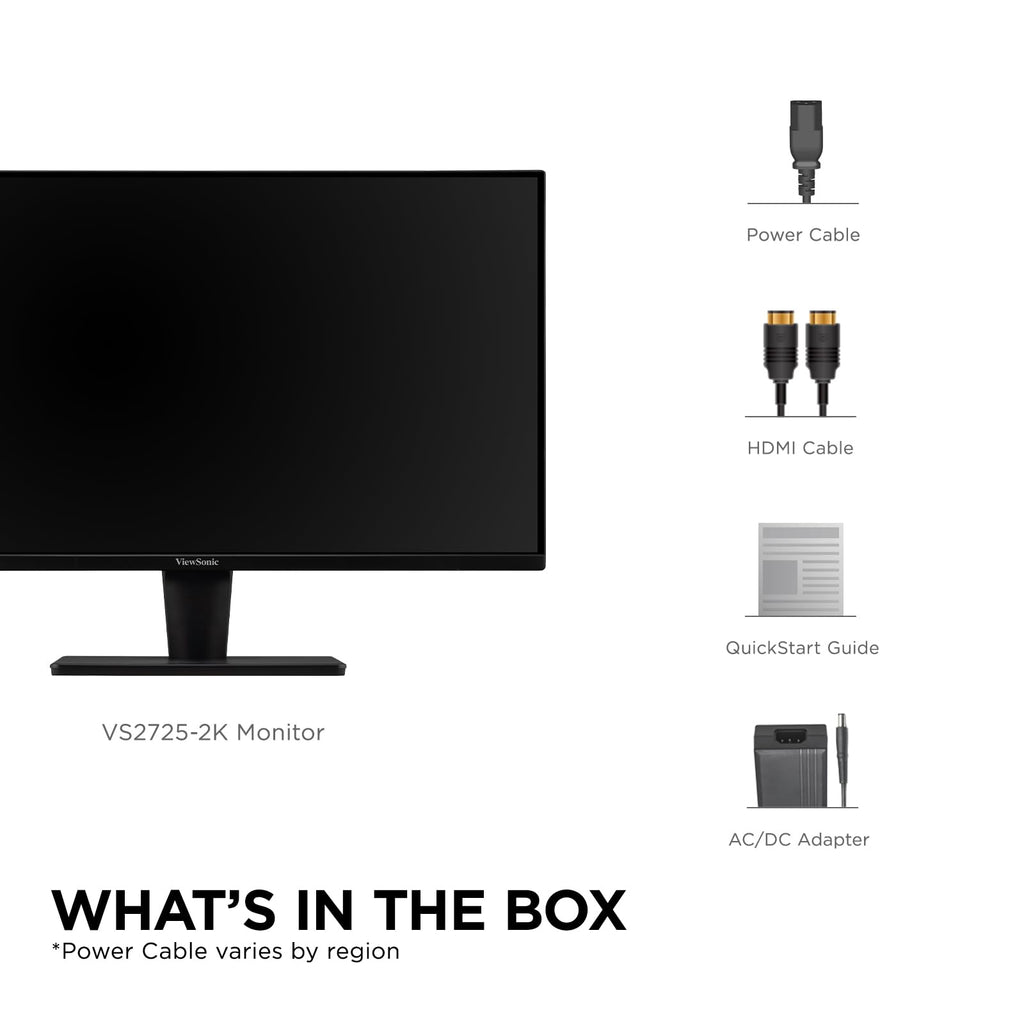 ViewSonic VS2725-2K 27 Inch 1440p Computer Monitor, QHD 100Hz Display