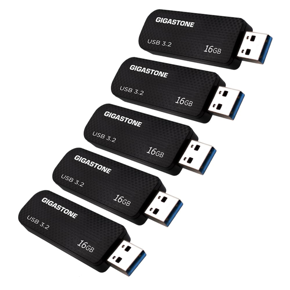 GIGASTONE 64GB Flash Drive 10-Pack, USB 3.2 Gen 1, Up to 80MB/s High-Speed Data Transfer, Carbon Fiber Design, Retractable, USB 2.0 / USB 3.0 / USB 3.1 Interface Compatible
