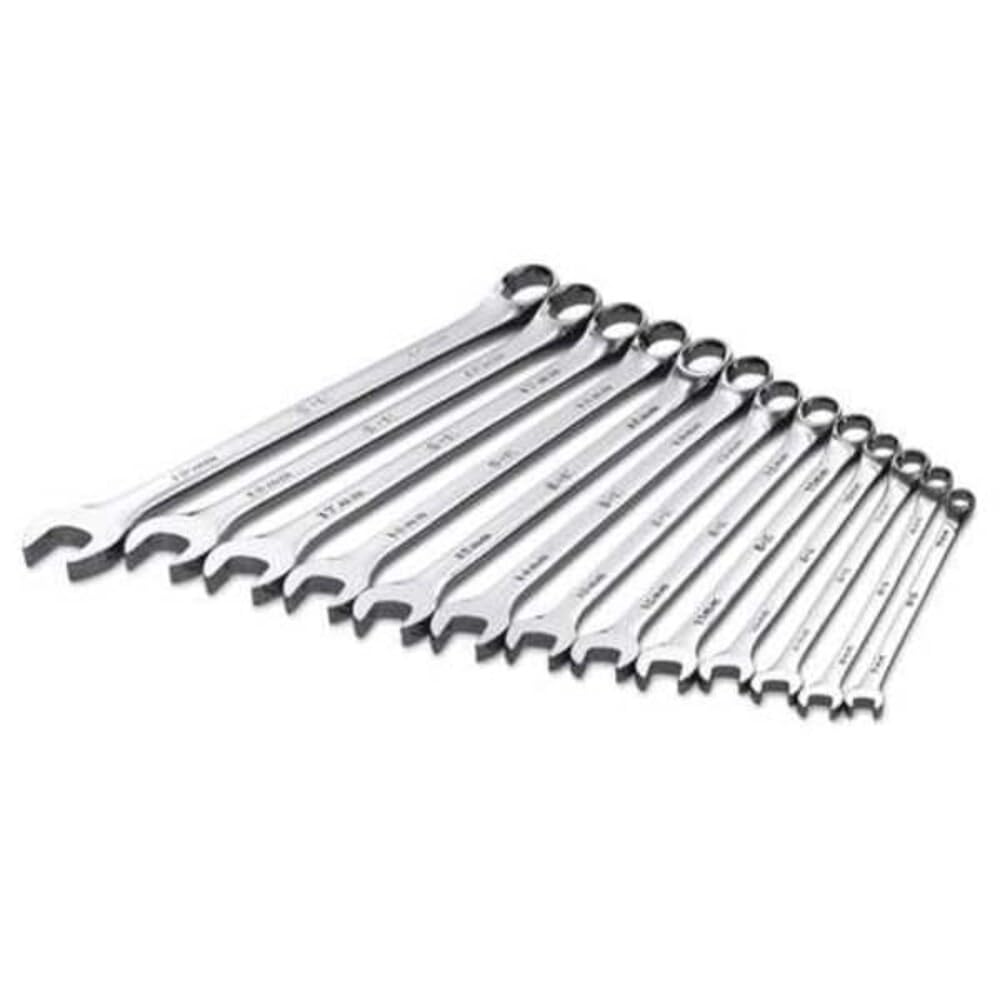 SK Tools USA 13 Piece, Long Pattern, 6 Point, Metric SuperKrome Combination Wrench Set: 7MM - 19MM, 86127