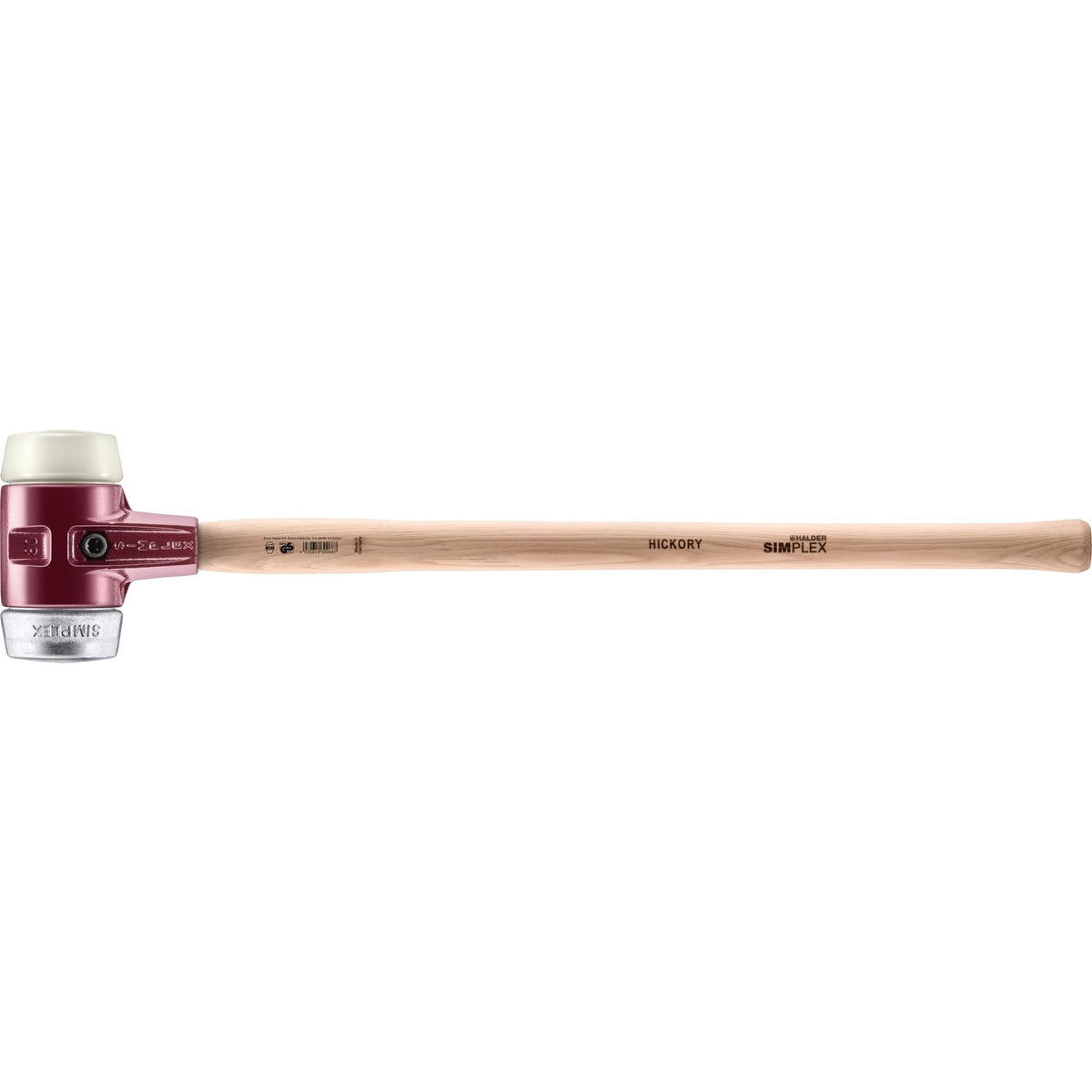 Halder Simplex Soft-Face Mallet 3027.282 – Medium-Hard "Stand-Up" Rubber Insert, Superplastic Insert, Cast Iron Housing, Extra Short Varnished Wooden Handle, 80mm, 6 lbs.