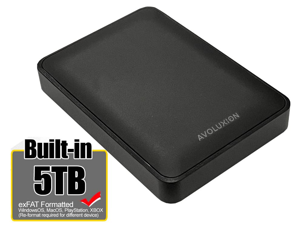 X1 5TB USB 3.0 Portable External Hard Drive for PC, Mac, PlayStation & Xbox (Black) - 2 Year Warranty