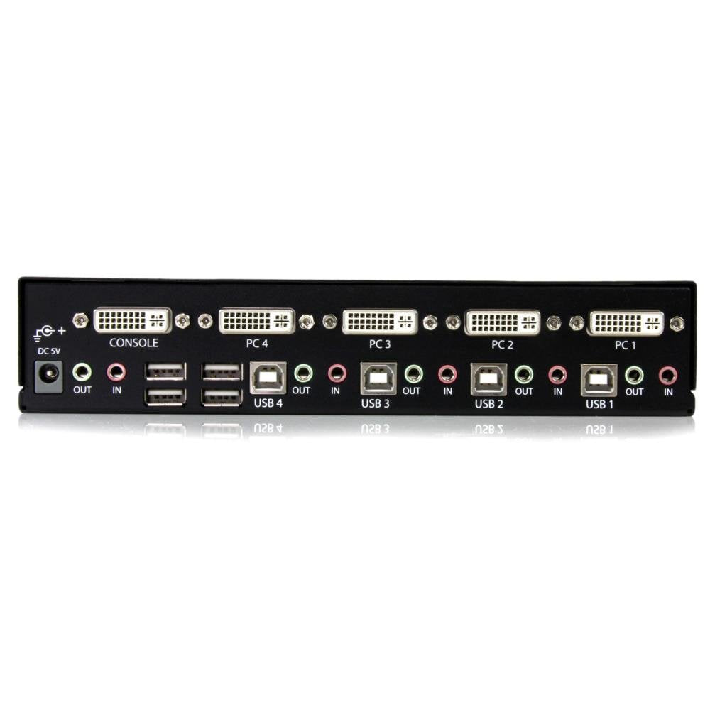 StarTech 4-Port DVI USB KVM, Audio, 1U Rack-Mount, TAA (SV431DVIUA)