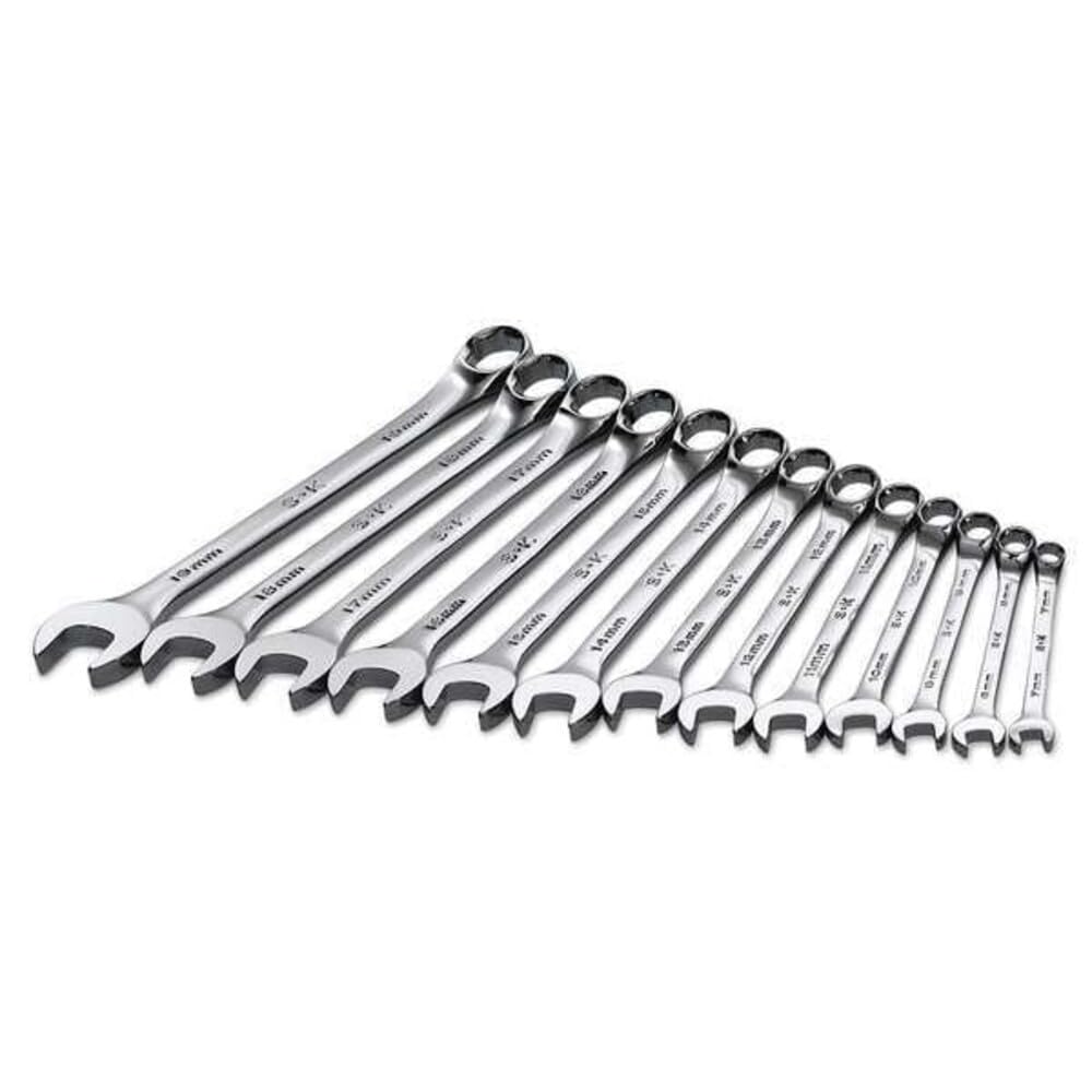 SK Tools USA 13 Piece, Regular, 6 Point, Metric SuperKrome® Combination Wrench Set: 7MM - 19MM | 86123
