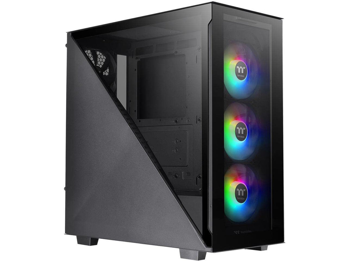 Thermaltake Divider 500 TG Black Color ARGB ATX Mid Tower Tempered Glass Computer Case with 3 120mm 5V ARGB Front Fans + 1 120mm Standard Rear Fan + 2 Symmetrical Triangular Panels CA-1T4-00M1WN-01