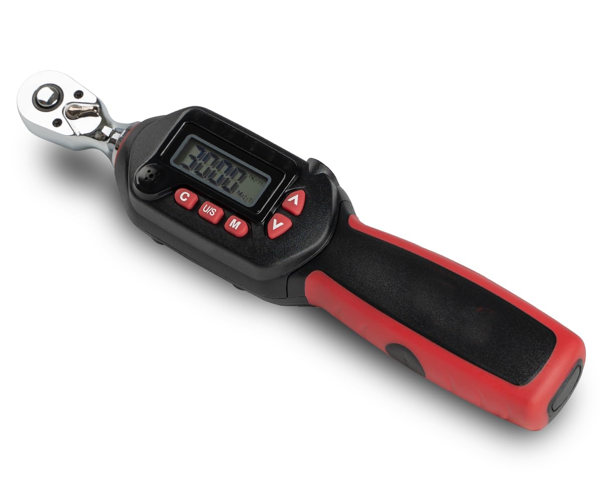 Tapha Tools 3/8 inch Flex-Head Digital Torque Wrench, 5-99.5 ft-lbs (6.8-135 N-m) Torque Range ±2% Accuracy, LED and Buzzer, Preset Memory, ISO 6789 Tested and Calibrated (DKF3N-T135BN)