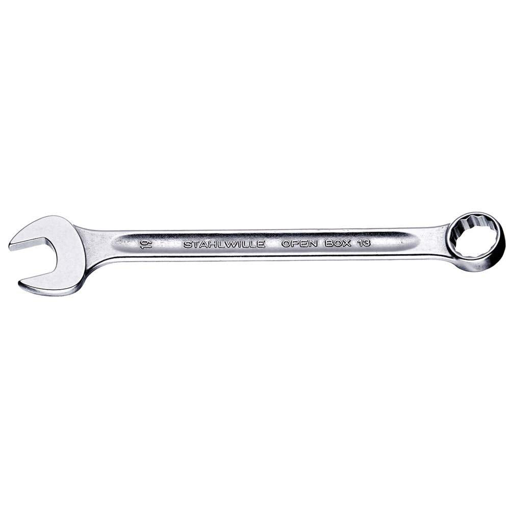 Stahlwille 40085555 Combination Spanners Open-Box No.13, Size 55mm, Metric, with 15 degree Offset Ring End, Chrome Plated Finish, Length 560mm, Made in Germany