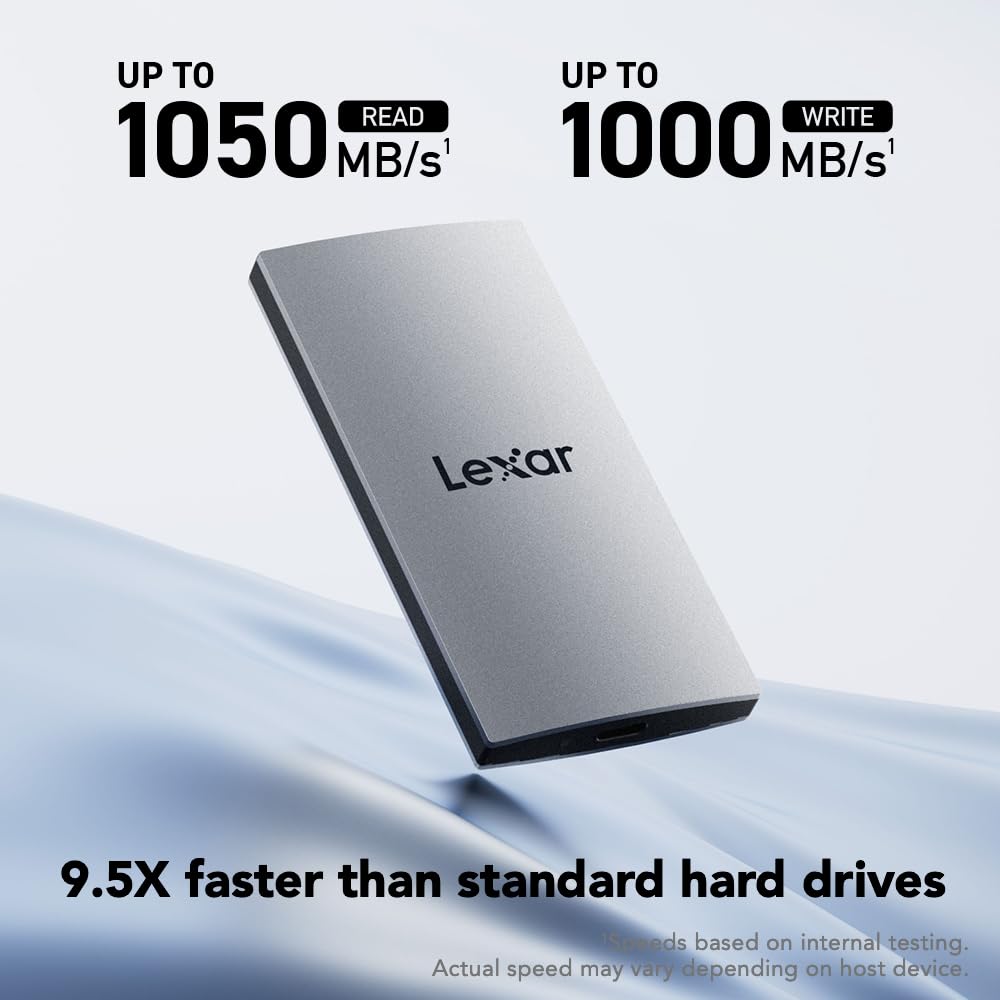 Lexar 2TB ES3 External SSD, 1050MB/s Read, USB-C, Sleek & Sturdy