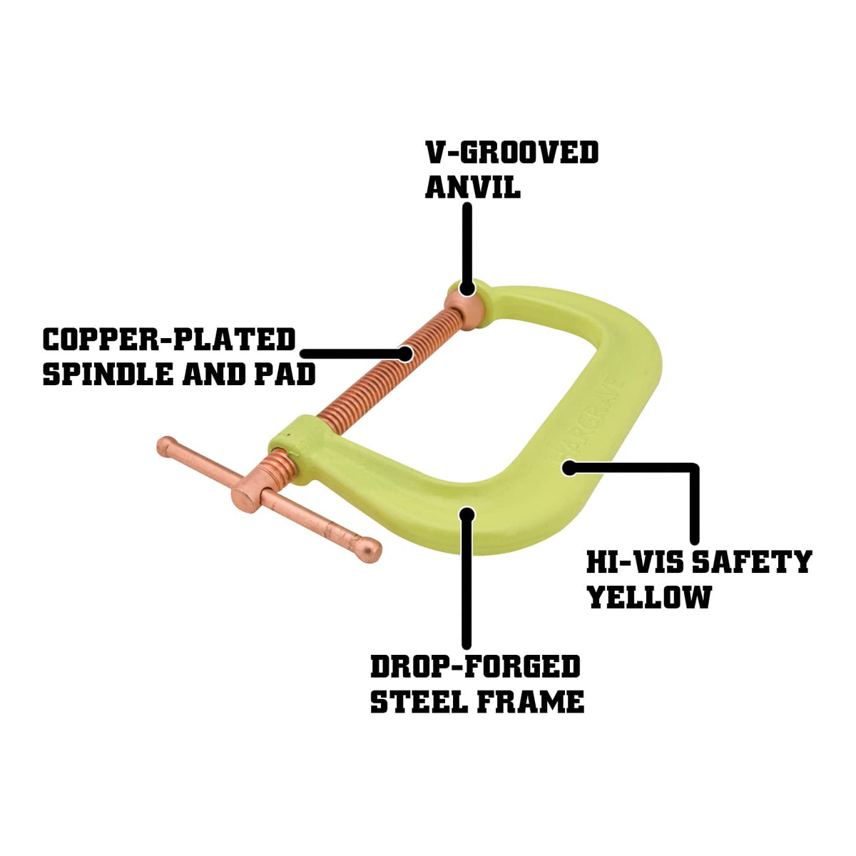 Wilton Spark-Duty Hi-Vis C-Clamp, 8-1/4" Opening, 4-15/16" Throat, 6900 Lbs. Clamping Force (Model 408CS) (Pack of 2)