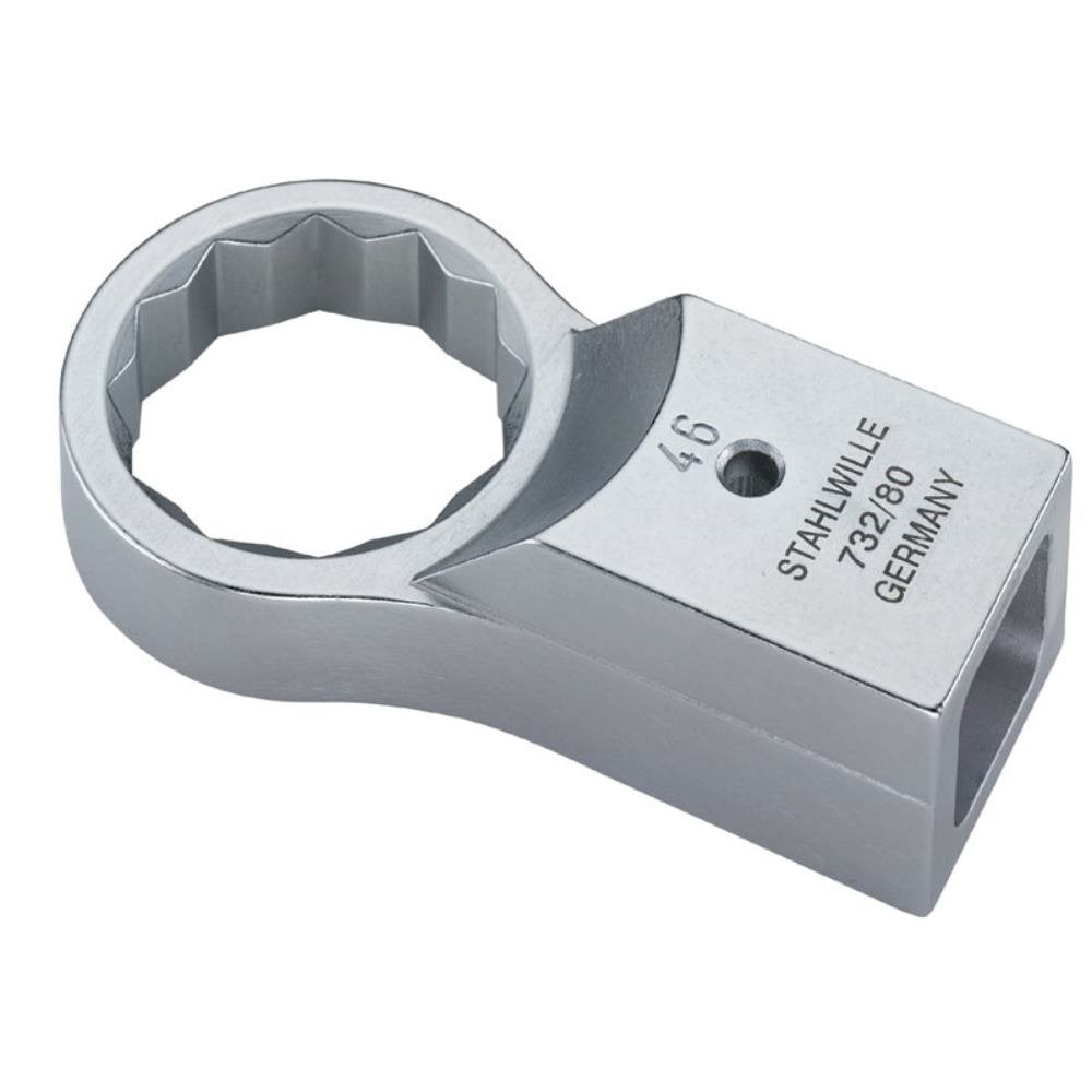Stahlwille 58228046 Ring Shell Tool for Torque Wrenches, with Internal Square Drive of 24.5 mm x 28 mm, Interchangeable, Chrome-plated Finish, Size 46 mm