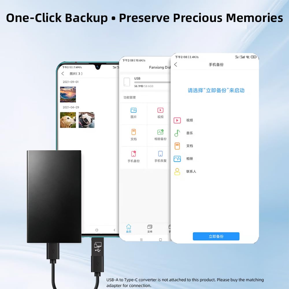 1TB Portable SSD Black, Up to 550MB/s USB-C USB3.2 Gen2 External SSD for iPhone 15/16/PS4/PS5/Android Phone/Tablet/Windows/Mac