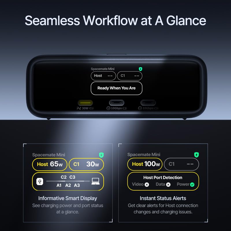 Baseus Spacemate RD1 Mini Docking Station 10-in-1 for Dual Monitor Windows