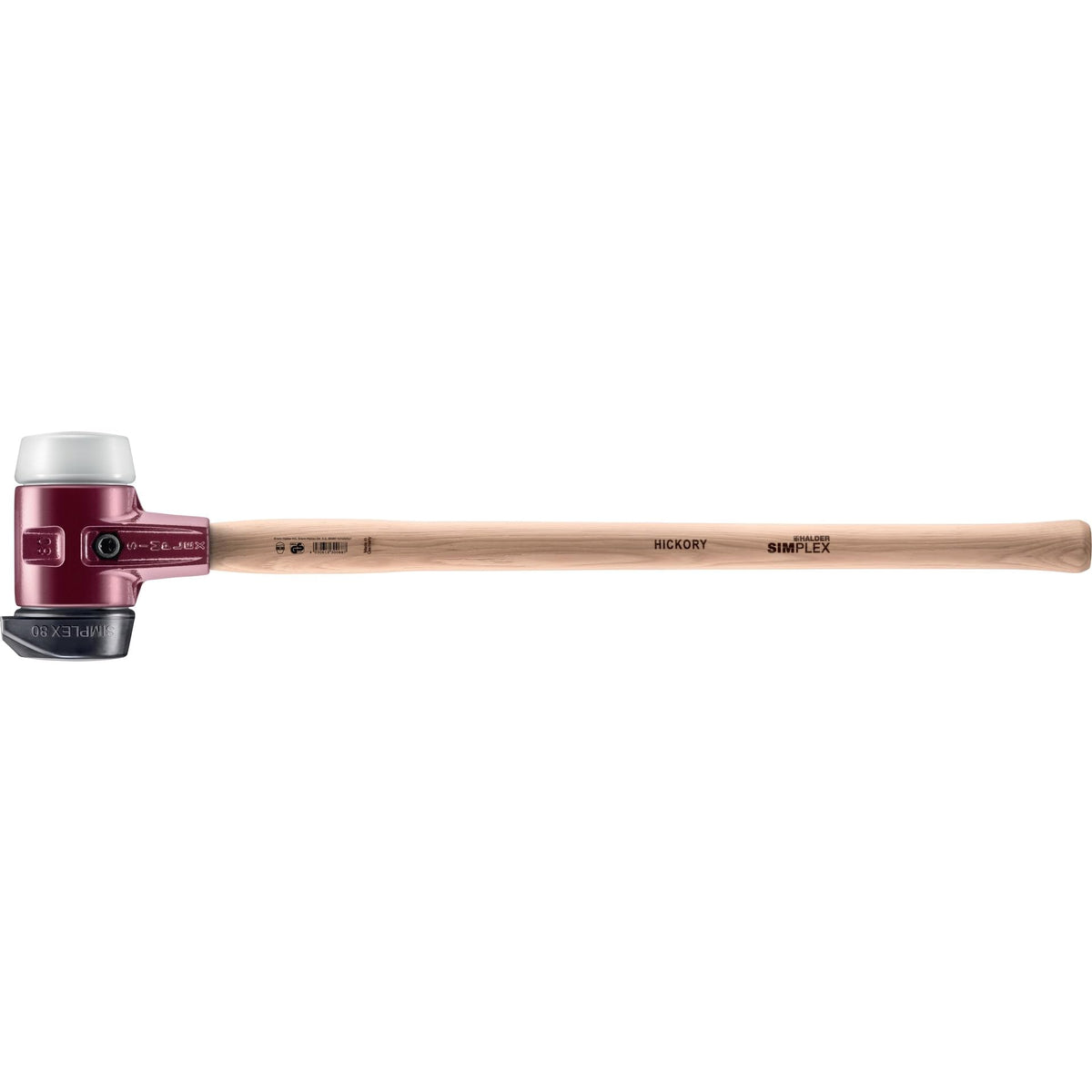 Halder Simplex Soft-Face Mallet 3027.282 – Medium-Hard "Stand-Up" Rubber Insert, Superplastic Insert, Cast Iron Housing, Extra Short Varnished Wooden Handle, 80mm, 6 lbs.