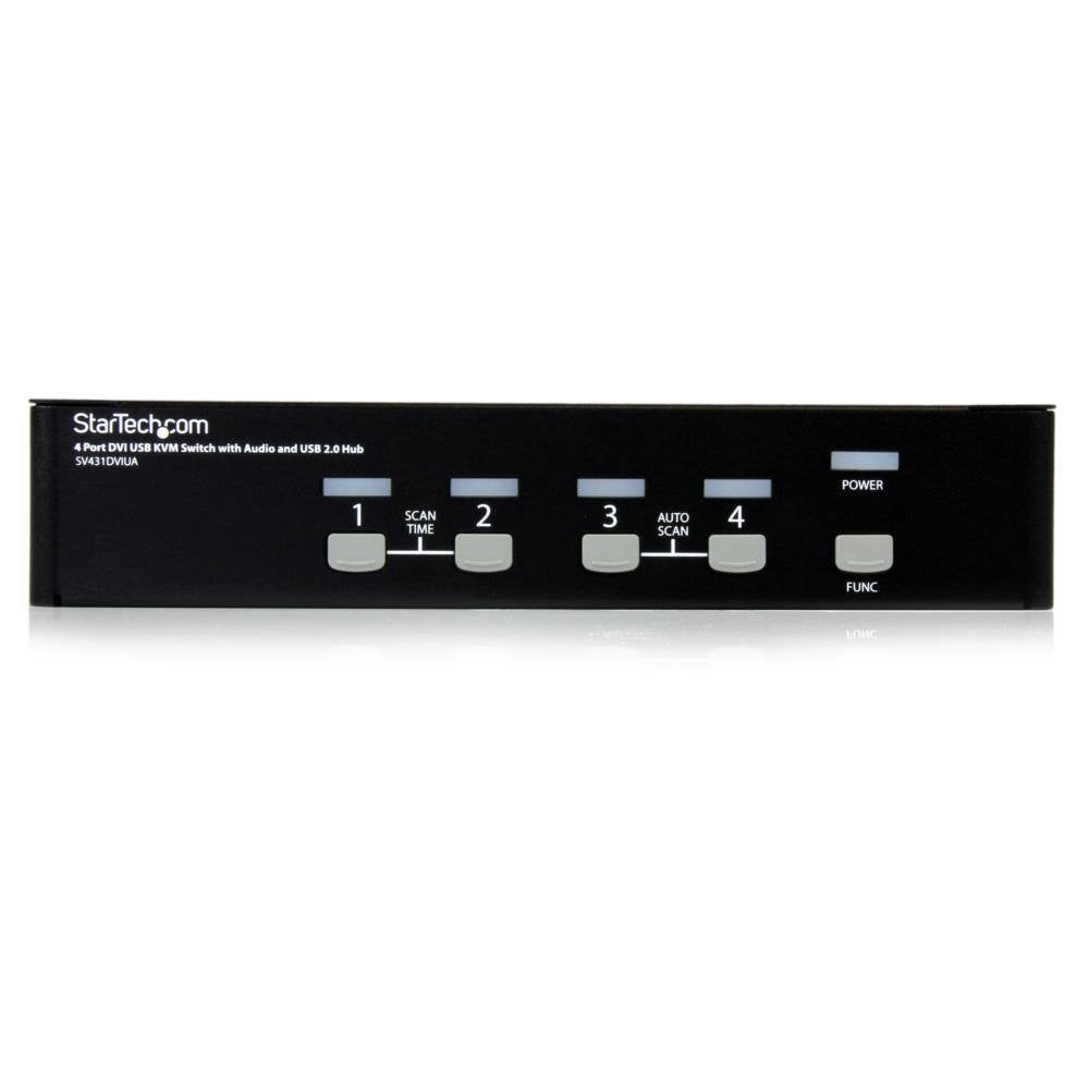 StarTech 4-Port DVI USB KVM, Audio, 1U Rack-Mount, TAA (SV431DVIUA)