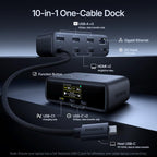 Baseus Spacemate RD1 Mini Docking Station 10-in-1 for Dual Monitor Windows