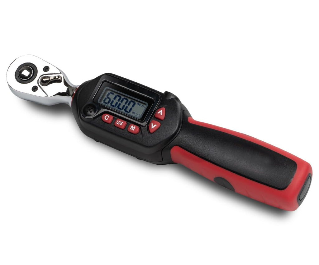 Tapha Tools 3/8 inch Flex-Head Digital Torque Wrench, 5-99.5 ft-lbs (6.8-135 N-m) Torque Range ±2% Accuracy, LED and Buzzer, Preset Memory, ISO 6789 Tested and Calibrated (DKF3N-T135BN)