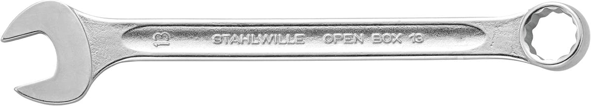 Stahlwille 40085555 Combination Spanners Open-Box No.13, Size 55mm, Metric, with 15 degree Offset Ring End, Chrome Plated Finish, Length 560mm, Made in Germany