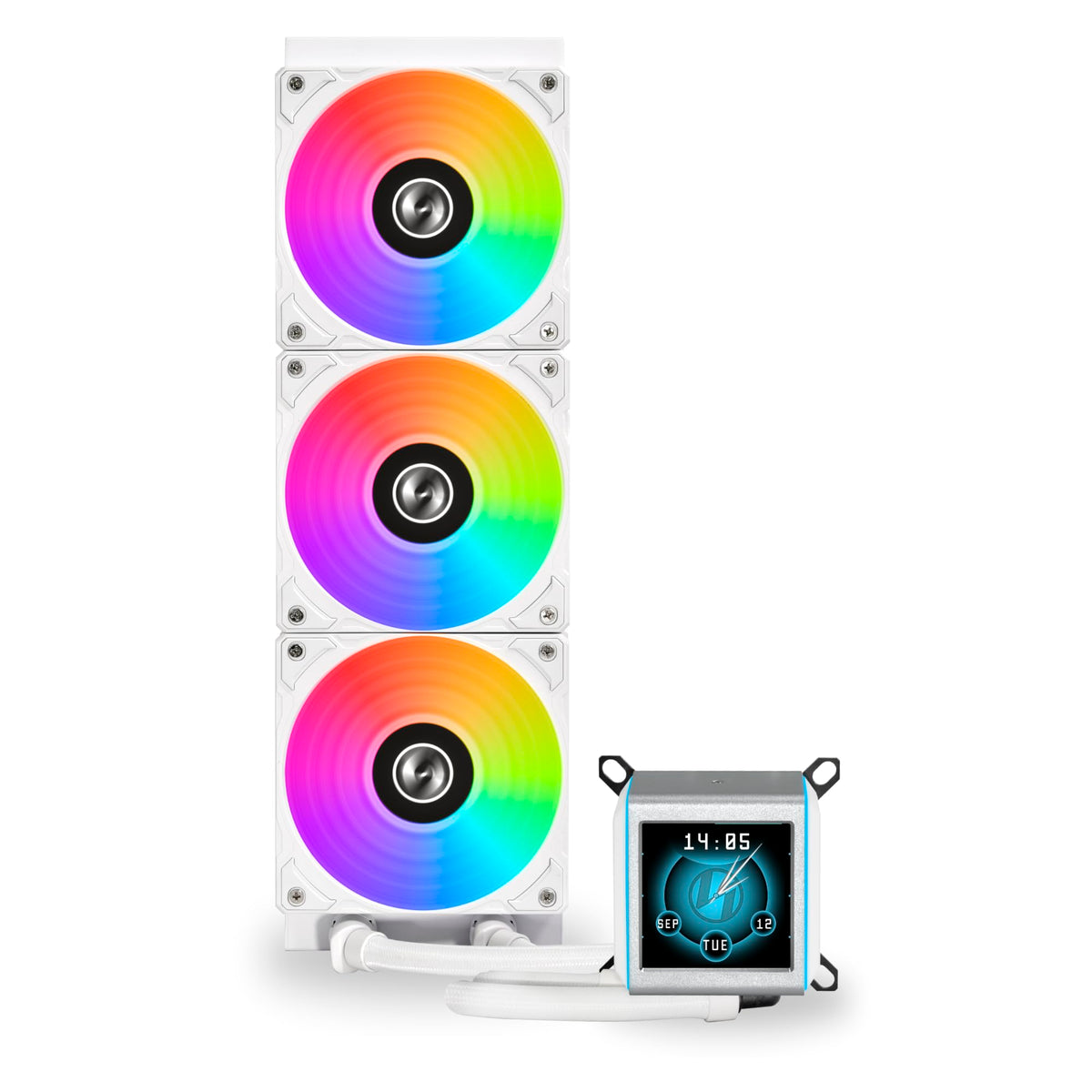 LIAN LI Galahad II LCD 360 AIO CPU Cooler, 2.88" IPS, ARGB Fans, White