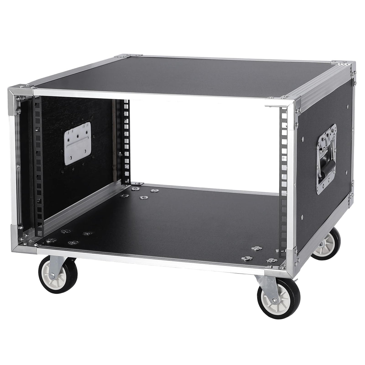 AV Gear Rack 6U Home Audio & Video Stage Stereo Equipment Storage Cabinet Stand On Wheels - Mobile Floor Standing - 6U 19in Server IT Network Data Devices Storage Rack Cabinet