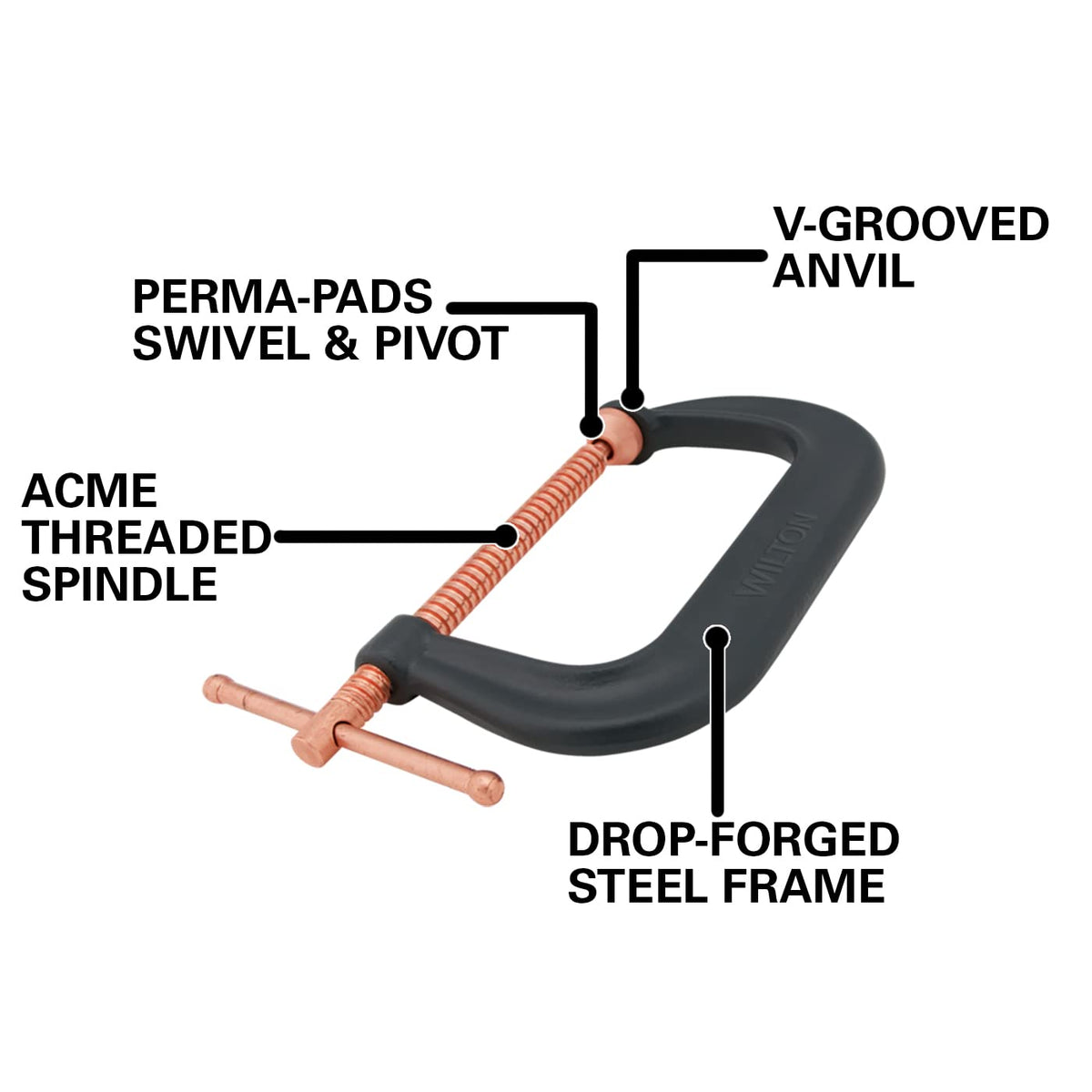 Wilton Spark-Duty C-Clamp, 12-1/4" Opening, 6-1/4" Throat, 9300 Lbs. Clamping Force (Model 412-P)