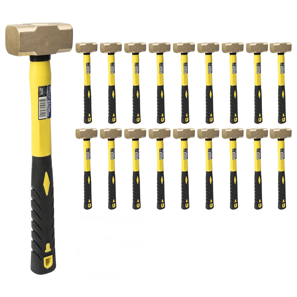 Stark USA 2-Pounds Sledge Hammer 2lbs Brass Head Fiber Glass Brass Sledge Hammer Impact Tool Hammer Comfortable Handle (Pack of 4)