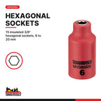 Teng Tools 18 Piece 3/8 Drive Insulated Socket Set Foam2 - TEDV3818