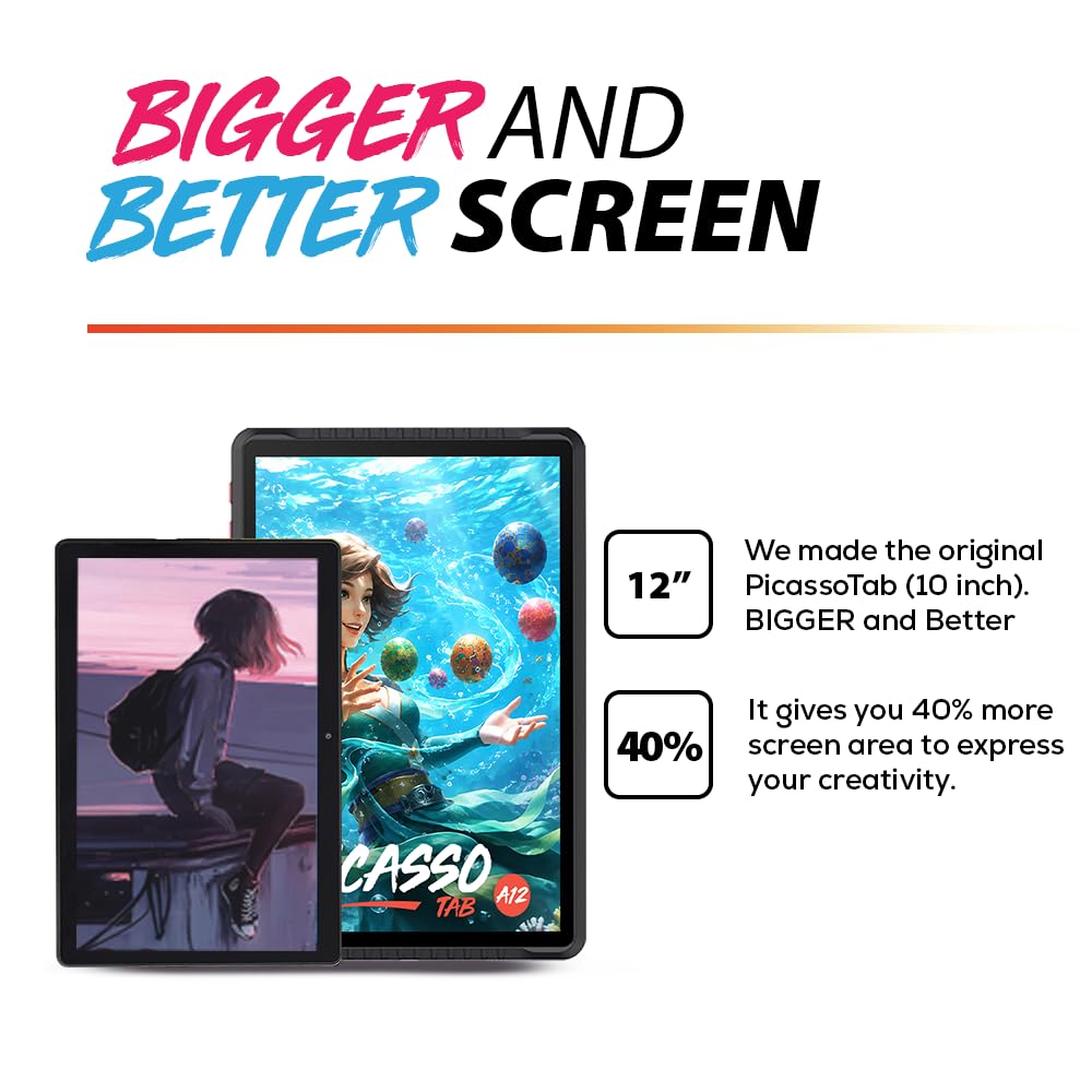 PicassoTab 12" Standalone Drawing Tablet, No Computer Needed, Portable -A12