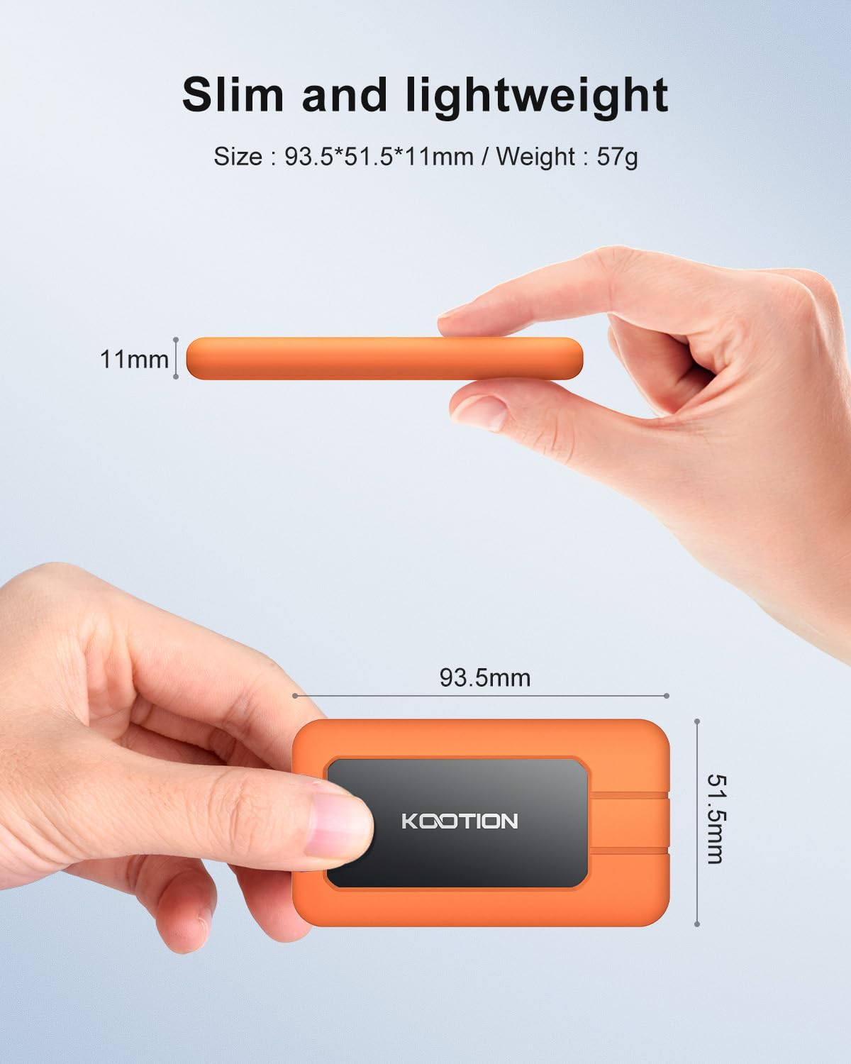 KOOTION Portable SSD 1TB USB-C Up to 2000MB/s USB 3.2 External SSD USB 3.2 Gen 2x2 Portable Solid State Drive with Protective Case Shockproof Waterproof Type-C External Solid State Drive for PC/Mac