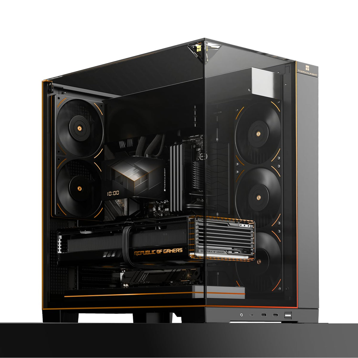 Thermalright A70 Vision ATX Gaming case |Three Sides Without Stands,Panoramic Glass Panel |8 Fan Slots |Tower-Style Computer case |Equipped with Type-C Interface |Comes with a 9.16-inch LCD Display |