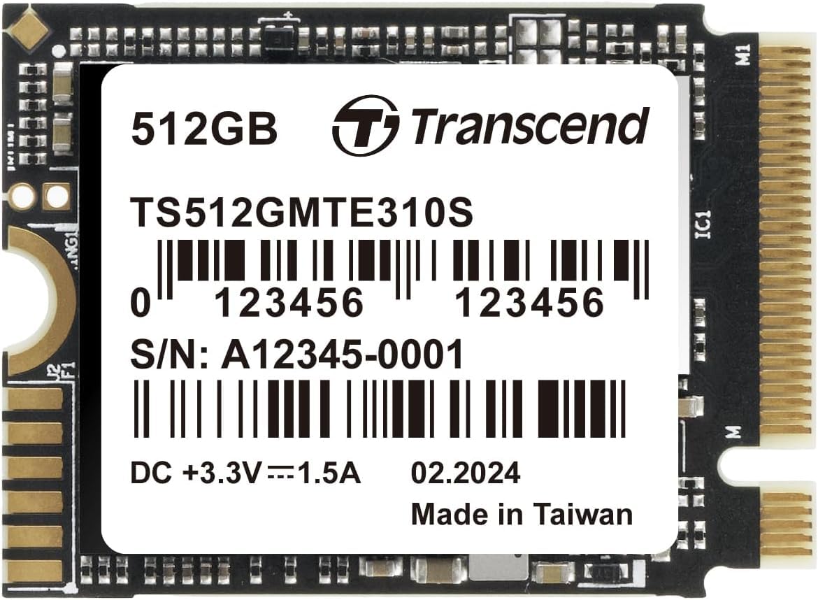 Transcend 512GB MTE310S PCIe 2230 SSD, 3300MB/s for Steam Deck, Surface Pro