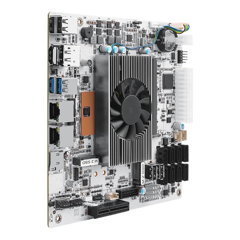 I5-8265U Industrial NAS Motherboard, Dual 2.5G i226-V LAN, 8-Bay SATA3.0, 2X M.2 NVMe, 64GB DDR4, 4K HDMI DP, Mini-ITX for TrueNAS Soft Router Firewall (I5-8265U-ES NAS)