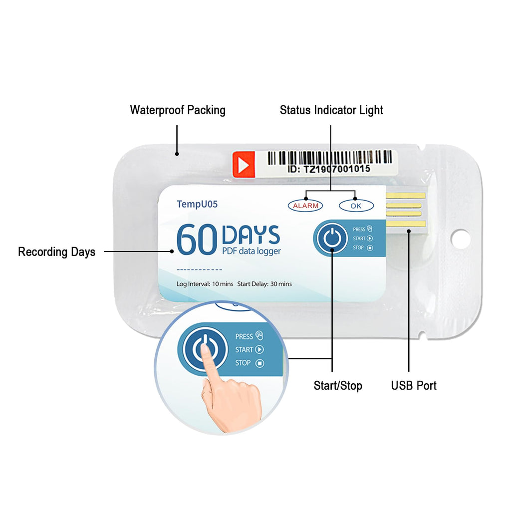 Tzone Temperature Data Logger USB with PDF Report 20 Packs