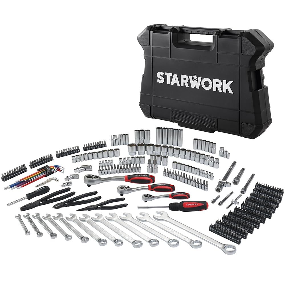 STARWORK TRUE MECHANIC™ 314-Piece Mechanics Tool Set and Socket Set, 1/4", 3/8", 1/2" Drive, Professional, Metric