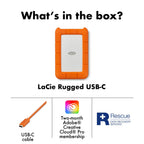 LaCie Rugged Secure 2TB External Hard Drive Portable HDD – USB-C USB 3.0 Drop Shock Dust Rain Resistant Computer Desktop Workstation Laptop Hardware Encryption, 1 Month Adobe CC (STFR2000403)