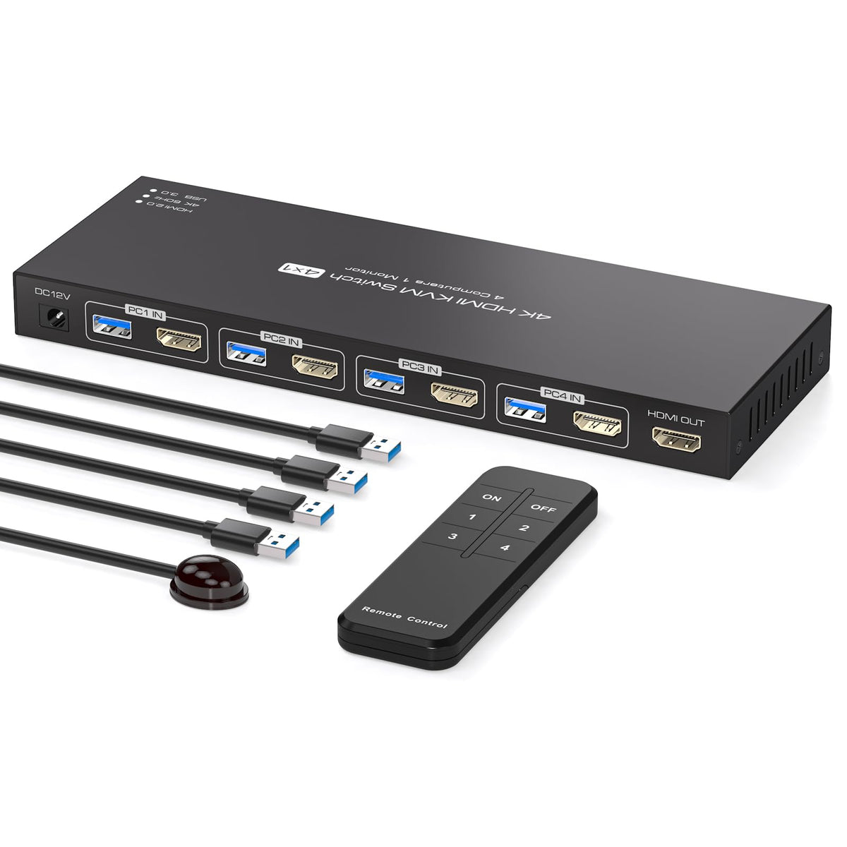 KVM Switch 4 Computers 2 Monitors HDMI and Displayport 4K120Hz 4 Port KVM Switch for 4 PCs to Share Dual Monitors and 4 USB 3.0 Peripherals Support for Copy/Extend Modes with Controller