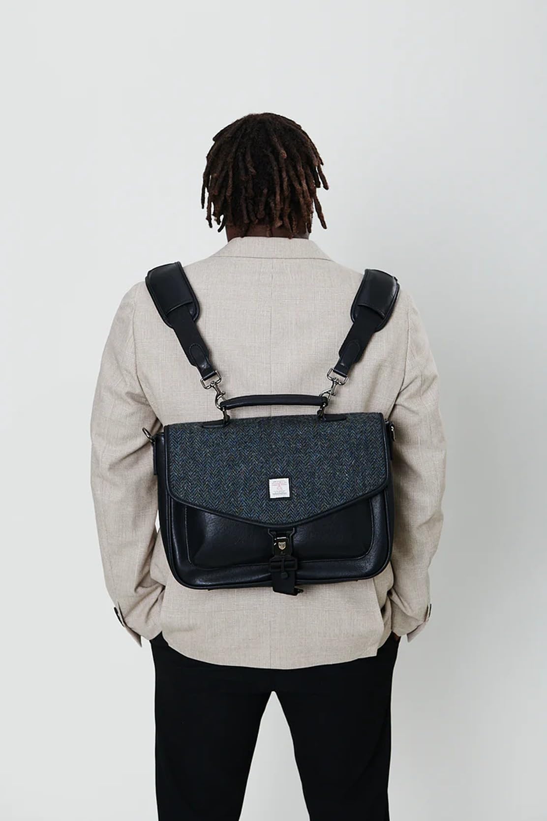 Islander The Laptop Bag - Made of Microfibre Leather & Harris Tweed