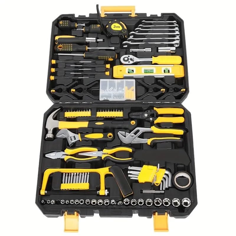 198pc Tool Set - Black & Yellow - Comprehensive Tool Kit - Durable Steel Construction - for DIY Enthusiasts & Professionals - Ideal Gift for Home Improvement Projects