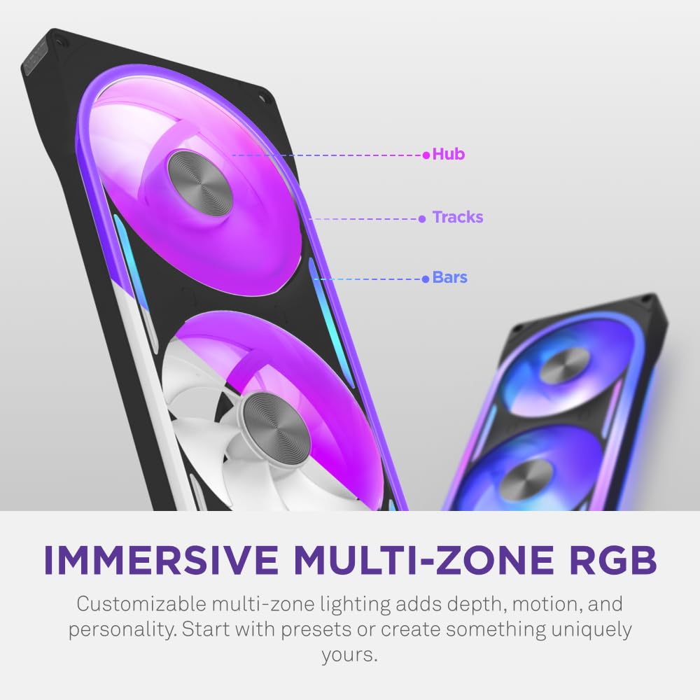 NZXT F420U Ultra - 420mm Single-Frame Multi-Zone RGB Fan - Black