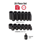 SUNEX TOOLS 2668, 1/2 Inch Drive Master Impact Socket Set, 39-Piece, SAE, 3/8" & 3325 3/8-Inch Drive SAE Master Impact Socket Set., Standard/Deep, 6-Point, Cr-Mo, 5/16-Inch