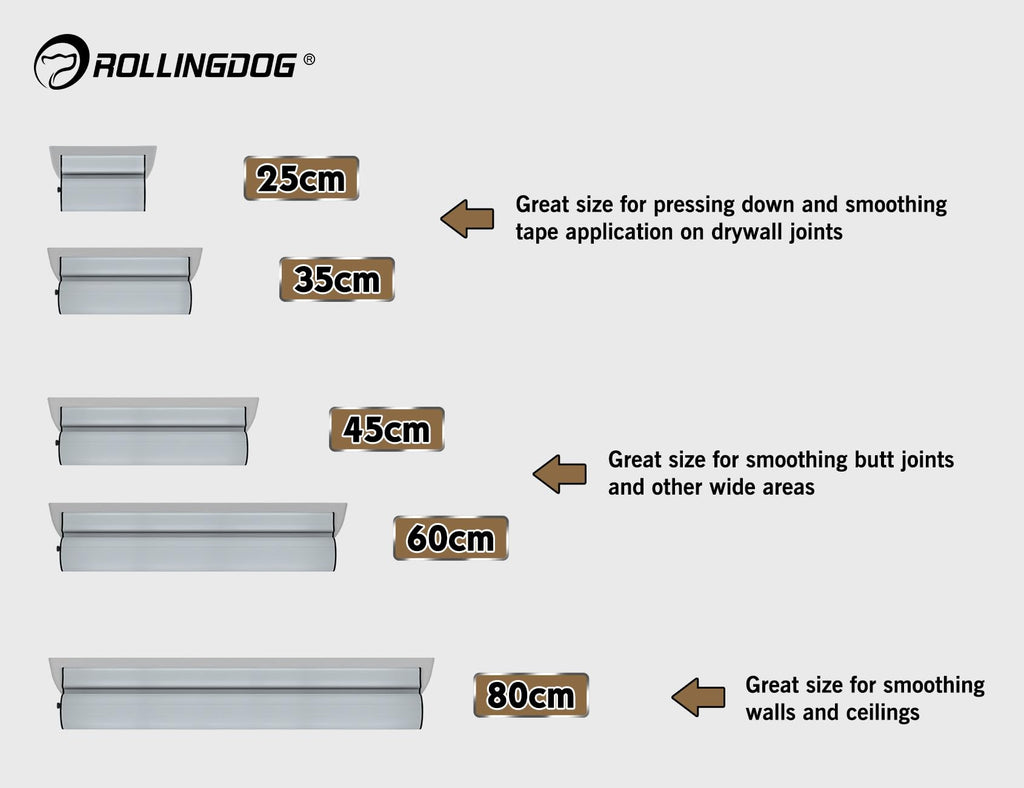 ROLLINGDOG Skimming Blade Set with Case - 4PC Skimming Blades with Adjustable Extension Pole Adapter,Extension Pole,Putty Knives,Detail Sander, Radial Wall Sander and Rectangular Sander, 50530