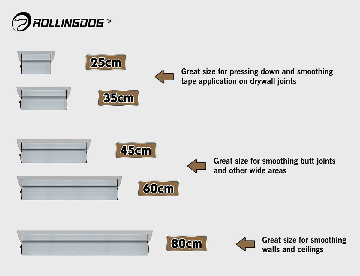 ROLLINGDOG Skimming Blade Set with Case - 4PC Skimming Blades with Adjustable Extension Pole Adapter,Extension Pole,Putty Knives,Detail Sander, Radial Wall Sander and Rectangular Sander, 50530