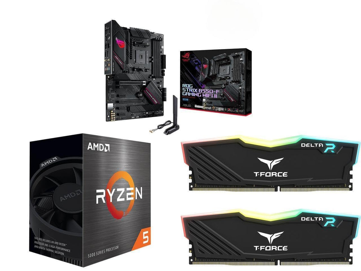 NEWEGG Motherboard CPU Memory Combo - B550-F ATX Motherboard Bundle with Ryzen 5 5500 6-Core 3.6 GHz CPU and 16GB (2 x 8GB) 288-Pin PC RAM DDR4 3200 Desktop Memory