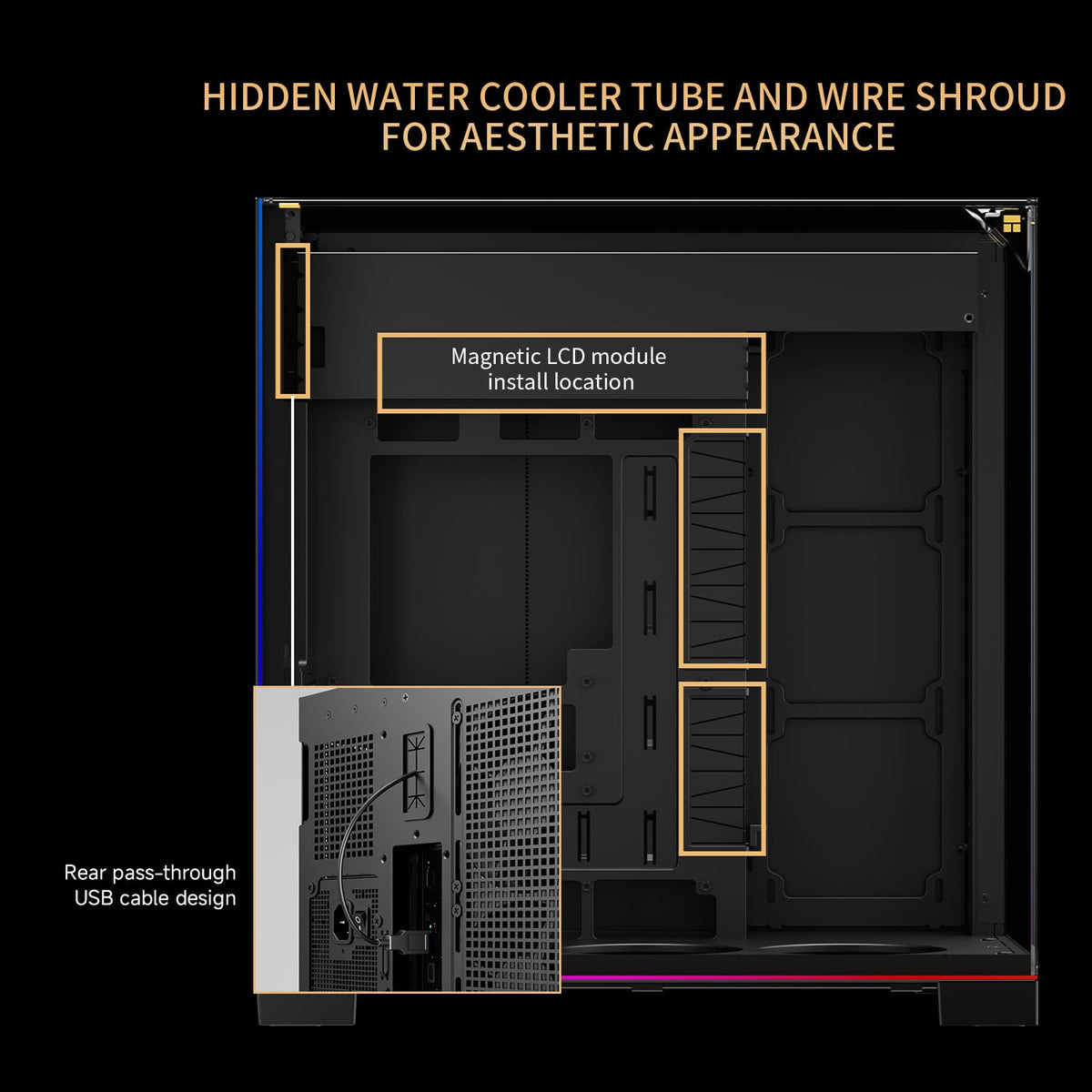 Thermalright A70 Vision ATX Gaming case |Three Sides Without Stands,Panoramic Glass Panel |8 Fan Slots |Tower-Style Computer case |Equipped with Type-C Interface |Comes with a 9.16-inch LCD Display |