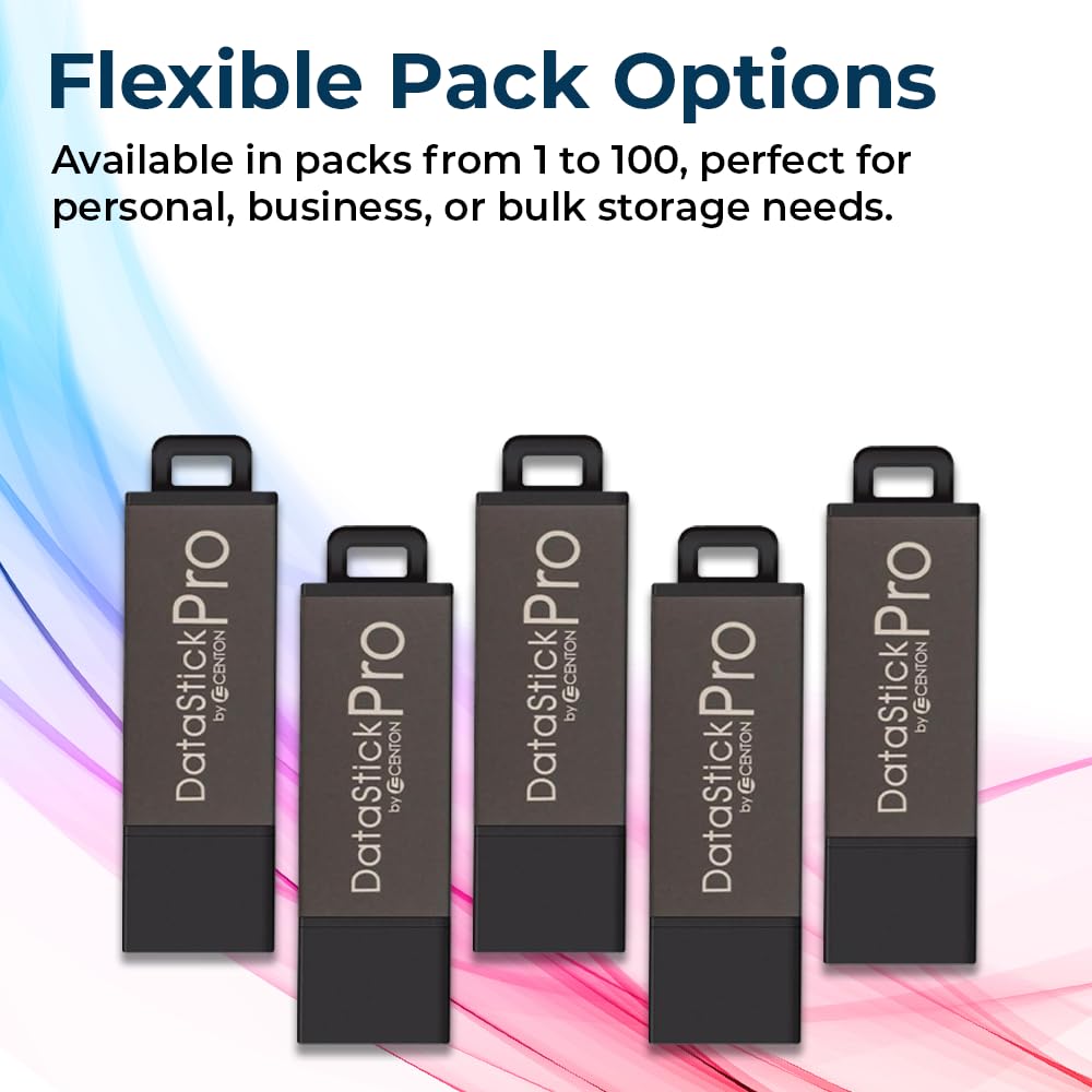 Centon Electronics DataStick Pro USB 2.0 Flash Drive, 2 GB, 50 USB Flash Drives, 50 Bulk Pack, Grey