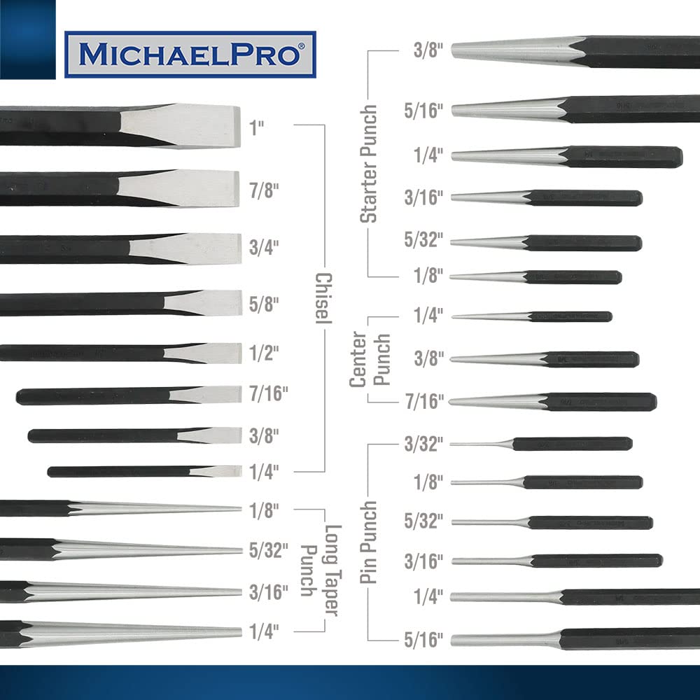 MichaelPro Punch and Chisel Set With Center