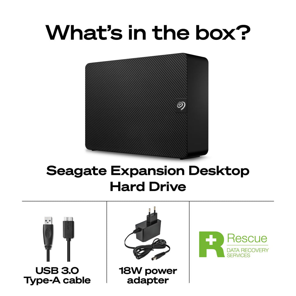 Seagate Expansion Desktop 26TB, Externe Harde Schijf, 3.5", PC & Laptop, USB 3.0, Data Rescue Service (STKP26000400)