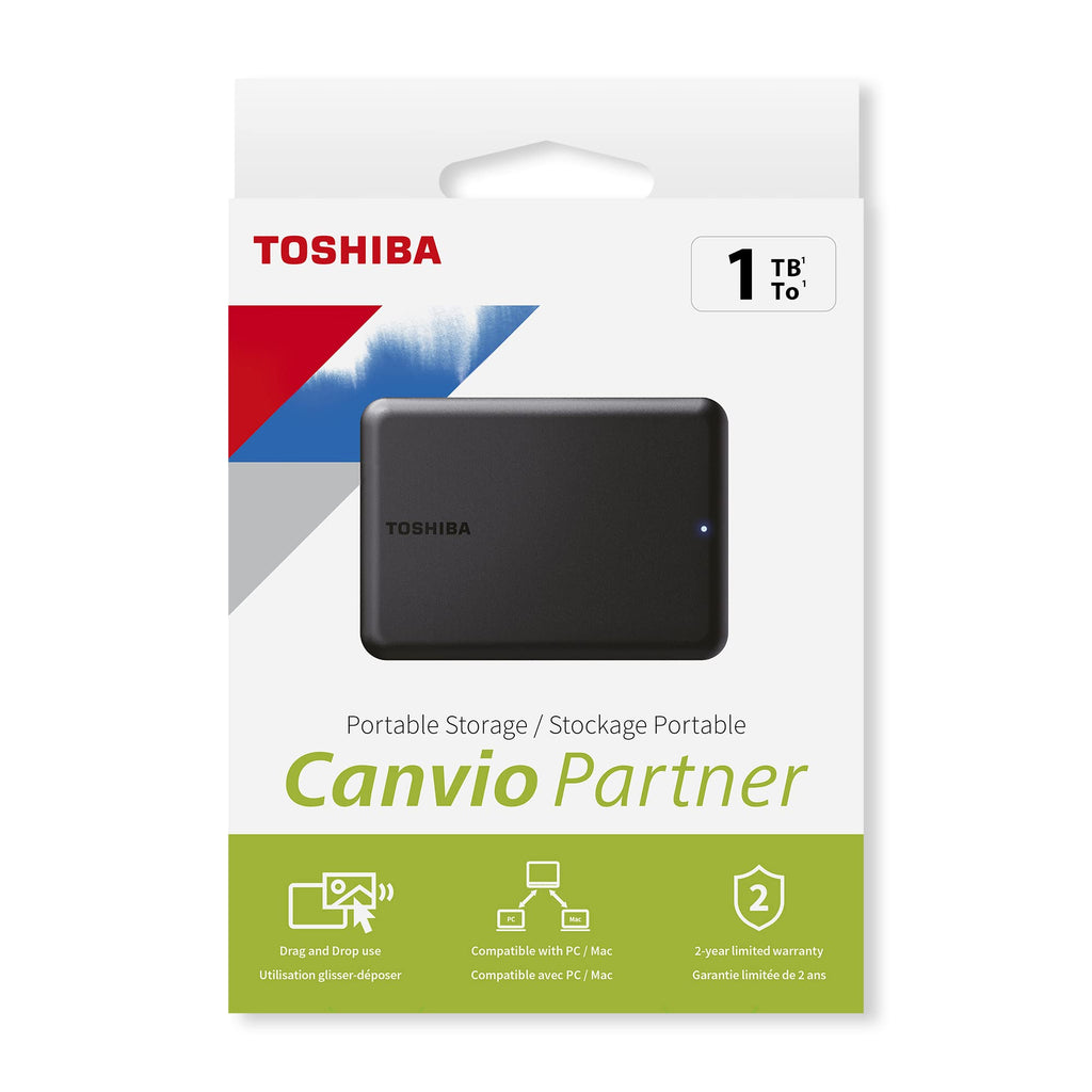 Toshiba Canvio Partner 1TB Portable 2.5’’ External Hard Drive, USB 3.2, Mac & Windows Compatible. Xbox, PS4, PS5