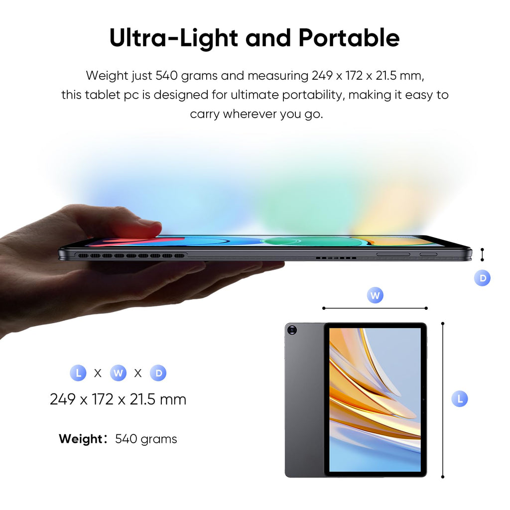 10.1" Touchscreen Tablet PC/Mini Computer with Keyboard & Pen, 12GB RAM 256GB SSD, Core m3 up to 3.4GHz, Win 11 Pro, Office 2024, USB-C, Micro HDMI, BT 5.0, WiFi 5 – Gray