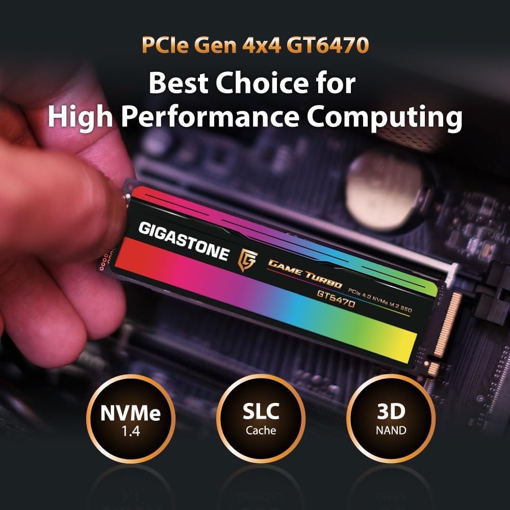 Gigastone 2TB Game Turbo PCIe Gen4x4 SSD (2-Pack) Up to 7,300MB/s with SLC Caching Gaming/PC/Desktop/Laptop 5-Year Warranty M.2 NVMe PCIe 4.0 2280 Internal Solid State Drive